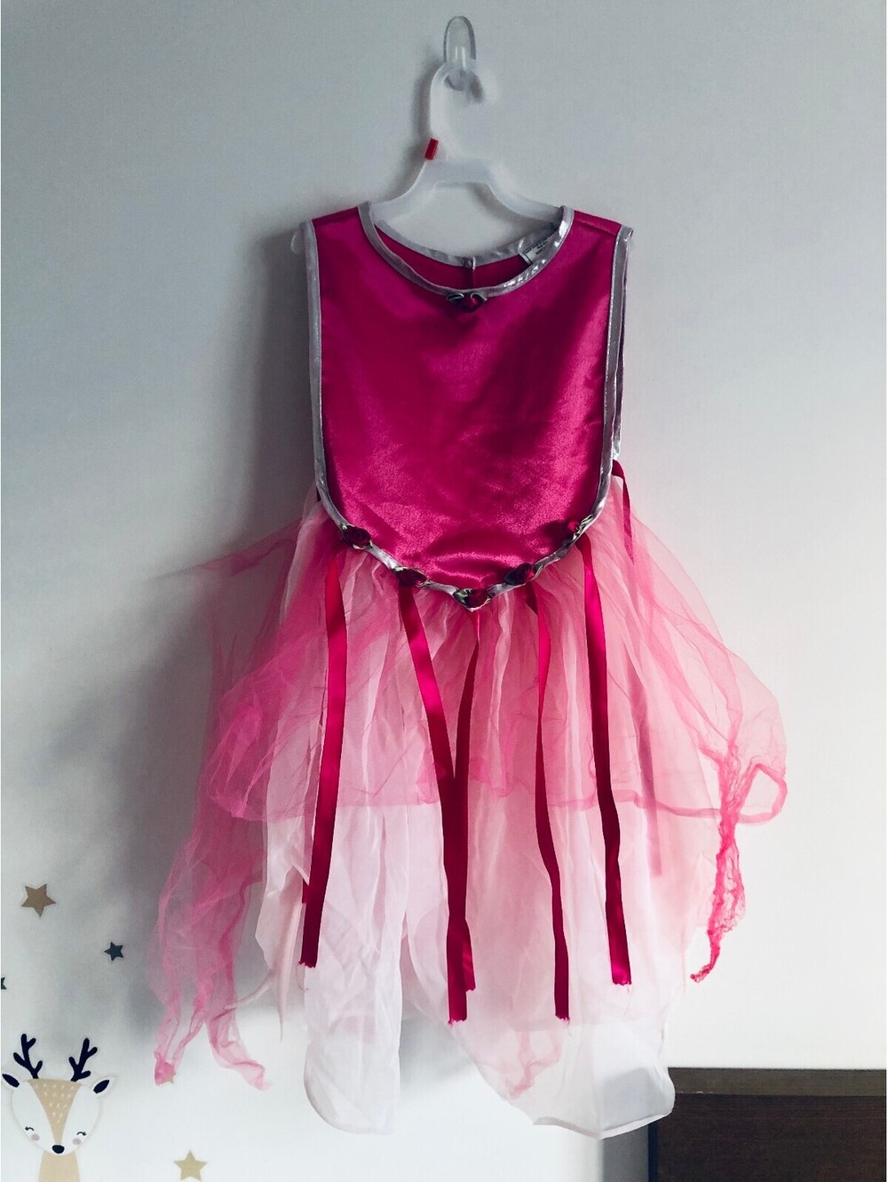 Pink Fairy Princess Dress Costume Kids 4-6 Years Tabard Tulle Rose Halloween